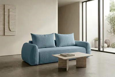Image de Canapé Kaiser Möbel avec fonction convertible et coffre de rangement, tissu Doha, bleu, modèle HELA, Image générée par une IA
