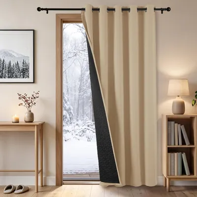 Immagine prodotto di Tenda a doppio strato - Opaca - Protegge dal freddo e dal caldo - Con passanti - Tenda termica - Protezione dal freddo - Tende per soggiorno - Tenda per porta
