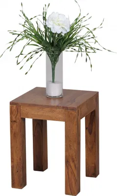 Produktbild von WOHNLING Beistelltisch MUMBAI Massiv-Holz Sheesham 35 x 35 cm Wohnzimmer-Tisch Design dunkel-braun Landhaus-Stil Couchtisch