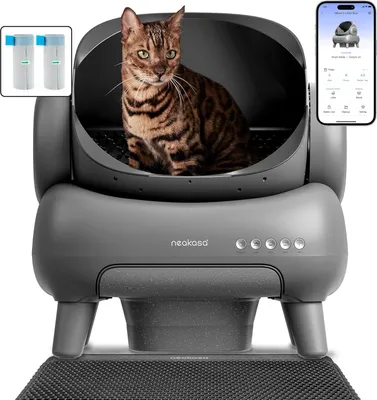 Produktbild von NEAKASA M1 Offene Intelligente Katzentoilette – Automatische Selbstreinigung, App-Steuerung, Geruchsfilter, Für Komfort und Hygiene,Grau