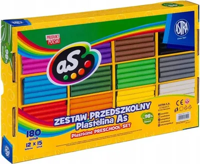 Obrázek produktu pro Sada 12 barev plastelíny Astra, po 15 kusech.