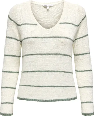 Produktbild von Only ONLGEENA L/S V-NECK KNT NOOS Cloud Dancer/W. Lily Pad S