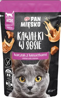 Zdjęcie produktu dla Mokra karma dla kota Pan Mięsko Kurczak z krewetkami Adult 85g