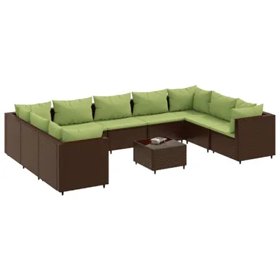 Immagine prodotto di Set Divani da Giardino 10 pz con Cuscini in Polyrattan Marrone