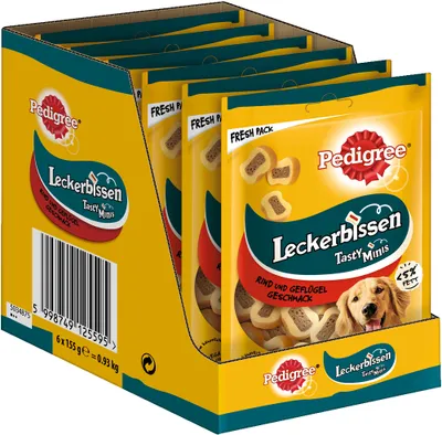 Produktbild von PEDIGREE® Leckerbissen Tasty Minis Hundesnacks Rind- & Geflügelgeschmack 6 x 155g