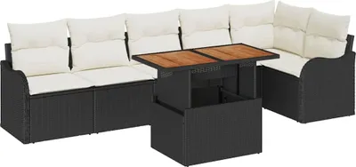 Obrázek produktu pro vidaXL Zahradní set sedaček, 7 kusů, černá barva, polyratan