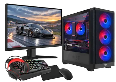Productafbeelding van VIST Gaming PC: Ryzen 7 5700X, RTX 5060, 32GB RAM, 1TB SSD, Windows 11, Wi-Fi 6, Bluetooth 5.3, 24" LCD-scherm, Windows 11 Pro
