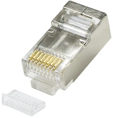 Produktbild von LogiLink RJ45 Stecker für Rundkabel Kat.5e geschirmt mit Einfädelhilfe 100 Stück