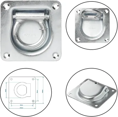 Produktbild von Zurrmulde 105x105mm mit Öse Ring Planenöse Ladungsicherung Zurring Zurrlasche
