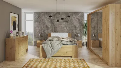 Obrázek produktu pro Ložnicová sestava s postelí 160x200 CORTLAND 5 - dub artisan / bílá