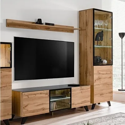 Image de Étagère murale TINO – 150 cm – Chêne Wotan – Style industriel et scandinave