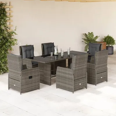 Produktbild von Möbel 7-tlg. Garten-Essgruppe mit Kissen Grau Poly Rattan - Sitzgruppe 3262783