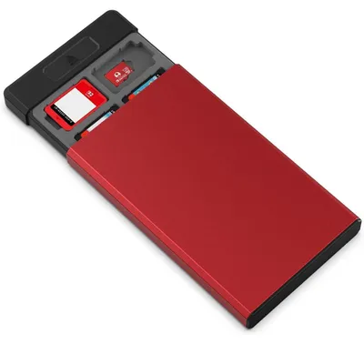 Produktbild von Aufbewahrungsbox für Nintendo Switch Spielekarten und Micro SD Karten, Rot, Metall, 20+20 Slots