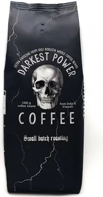 Zdjęcie produktu dla Najciemniejsza kawa ziarnista Power | Espresso 100% Robusta | Wysoka zawartość kofeiny, niska kwasowość | Mocna crema, całe ziarna | 1000g