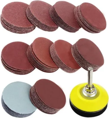 Obrázek produktu pro 100 brusných kotoučů 50 mm brusné/lešticí kotouče + 1 brusný/lešticí talíř pro vrtačky, zrnitost brusného papíru 80, 100, 180, 240, 600, 800, 1000, 1200, 2000, 3000
