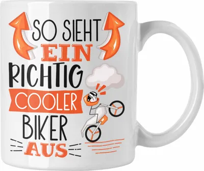 Produktbild von Trendation - Biker Tasse Geschenk So Sieht Ein RIchtig Cooler Biker Aus Geschenkidee Lustiger Spruch Geburtstag Becher Kaffeetasse (Weiß)