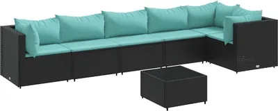 Immagine prodotto di vidaXL set salotto da giardino 7 pezzi con cuscini in polirattan nero
