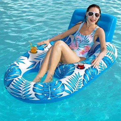 Produktbild von Famanu Luftmatratze Wasser-Schwimmsessel mit Getränkehaltern - aufblasbare Wasserhängematte für Erwachsene und Kinder