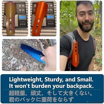 Produktbild von NACETURE Ultraleichte Backpackkelle aus Aluminium, kleines Töpfchen-Multitool mit längerem Griff, unverzichtbar für Wandern, Camping und Überlebenstaschen