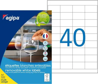 Produktbild von agipa Universal Etiketten 48,5 x 25,4 mm weiß rechteckig 4.000 Etiketten