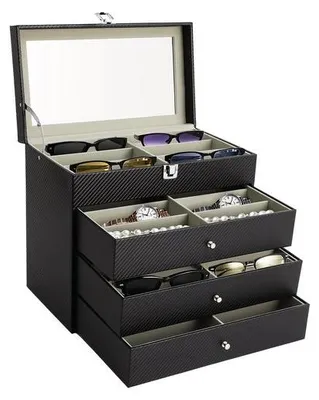 Produktbild von Sonnenschutzkoffer 4 Ebenen Brillenkoffer 33.5*19*29.5cm Brillenbox Für Sonnenbrillen