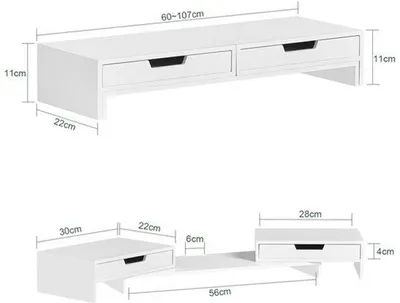 Obrázek produktu pro Stojan na monitory pro dva monitory – nastavitelná šířka 60–107 cm – s 2 zásuvkami