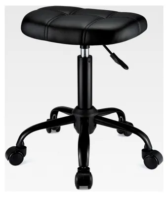 Produktbild von Höhenverstellbarer quadratischer Rollhocker mit Drehfunktion, Schwarz