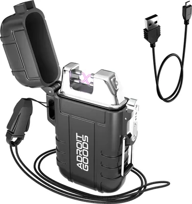 Obrázok produktu pre AdroitGoods Elektrický plazmový zapaľovač - dobíjateľný cez USB - s popruhom na prenášanie a nabíjacím káblom - čierny