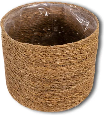 Produktbild von Seegras Korb rund natur Ø 16 x 14cm mit Einsatz Blumentopf geflochten Aufbewahrungskorb Über-Topf Blumenkorb