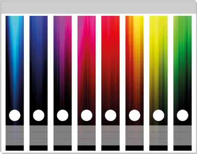 Produktbild von Wallario Ordnerrücken Sticker, selbstklebend für schmale Ordner, 8 Stück, Motiv Bunte Regenbogenstreifen auf Schwarz