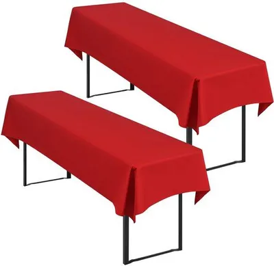 Image de Lot de deux nappes rouges, universelles pour les tables de 50 cm et 70 cm, nappes rectangulaires, lavables, 250 x 100 cm
