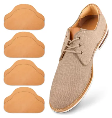 Produktbild von 4 Paare Echt-Leder Fersenpolster - Fersenschutz gegen Blasen & Reibung - Fersenkissen für Schuhe - Schuh Fersen Reparatur - Selbstklebende Heel Pads - Antirutsch Hackenpolster - Natural Beige