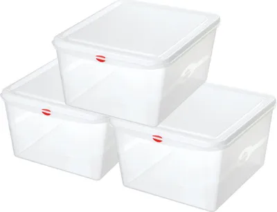 Produktbild von 3 Transparente Aufbewahrungsbox mit Deckel, LxBxH 530x325x200 mm, 28 Liter