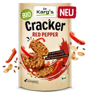 Produktbild von Dr. Kargs Red Pepper Cracker mit der Schärfe aus Paprika 85g 5er Pack MHD 09.08.2026