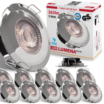 A product shot of multiple LED downlights and their packaging.