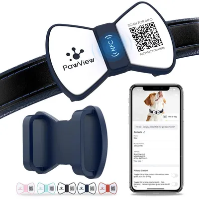 Immagine prodotto di Collare personalizzato in silicone per cani, con codice QR e tecnologia NFC, di colore blu intenso
