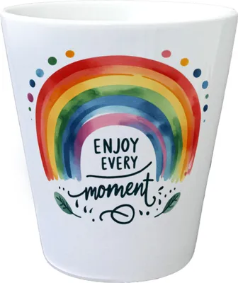 Produktbild von Regenbogen Blumentopf mit Spruch Enjoy every moment