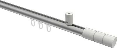 Produktbild von Interdeco Innenlaufstange / Gardinenstange mit Innenlauf Silbergrau / Weiß, Typ Sonius Elanto (Rillenzylinder) Deckenmontage, 20 mm Ø 1-läufig, 240 cm