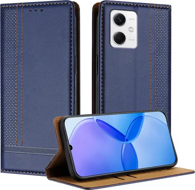 Produktbild von Handyhülle für Xiaomi Poco X5/Redmi Note 12 5G Leder Flip Klappbare Schutzhülle mit Standfunktion Blau