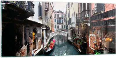 Produktbild von Bilder auf glas - Boot Brücke Tourismus Venedig - 120x50cm - Glasbilder - Wandbilder - Kunstdruck - zum Aufhängen bereit - Wanddekoration aus Glas - Glas Bilder - Wandbild auf Glas - GAB120x50-2157