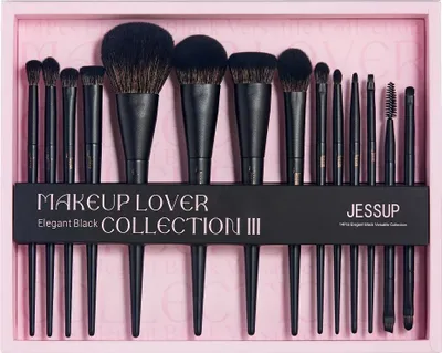 Image de Jessup Matte Black Versatile Brush Collection – Set de pinceaux de maquillage T336, 14 pièces