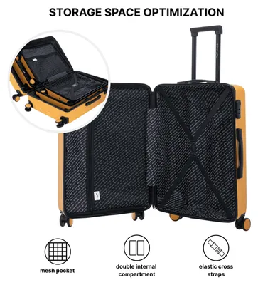 Image de Valise de cabine - 50 cm - ABS - Serrure à combinaison - 4 roulettes multidirectionnelles à 360° - Jaune