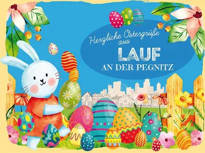 Produktbild von vianmo Holzschild 30x40 cm Ostern Ostergrüße LAUF AN DER PEGNITZ