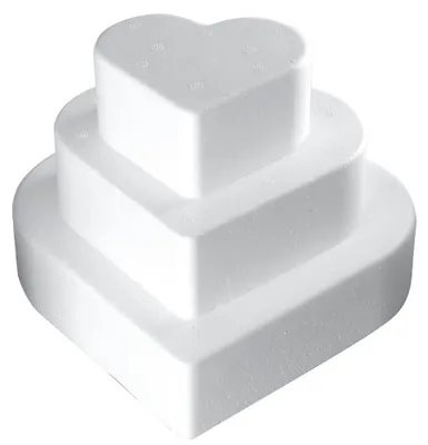 Herzförmige Torte aus Polystyrol, 3 Etagen, 11,3–22,7 cm, Höhe je 5 cm