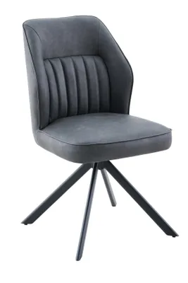 Produktbild von Hela Tische, 1er Pack Drehstuhl Esszimmerstuhl Prizzi, 360° drehbar, Kunstleder Anthrazit,Rücken ergonomisch,Metall-Stativgestell oval,120kg belastbar