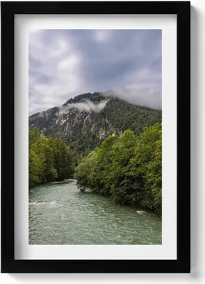 Produktbild von Deutschland Berglandschaft– Wandbild mit Rahmen – Gerahmtes Bild  – Wanddekoration – 20x30 cm – Schwarz