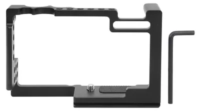 Produktbild von Kamerakäfig-Schutzhülle aus Metall mit Kaltschuhhalterung, passend für Canon M6 Mark 2 Kameras