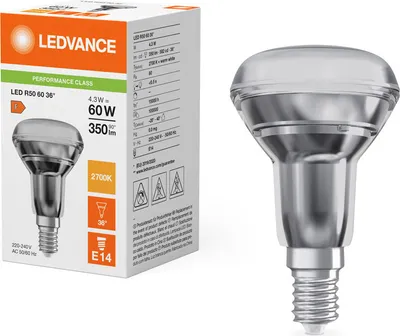 Immagine prodotto di LEDVANCE LED R50 4,3W 827 E14 lampada 350lm 2700K bianco caldo come 60W 4099854058714