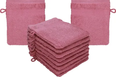Produktbild von Betz 10 Stück Waschhandschuhe 16x21 cm PREMIUM 100% Baumwolle  Farbe: beere