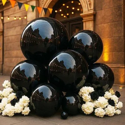 Produktbild von Spiegelballon 80 cm - Schwarz, aufblasbar